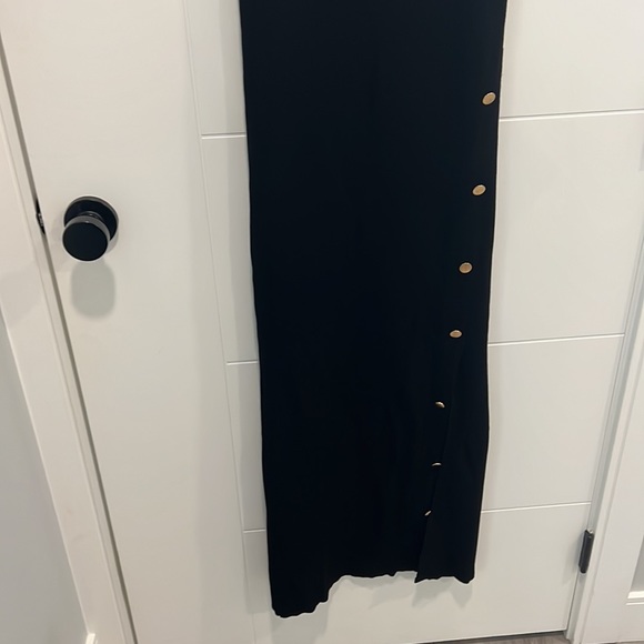 Zara back long dress with slits and gold accents size small - Picture 4 of 10